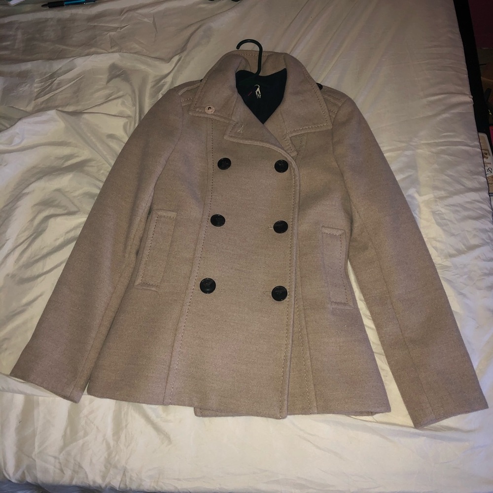 H&M Tan Double Breasted Coat Sz 4